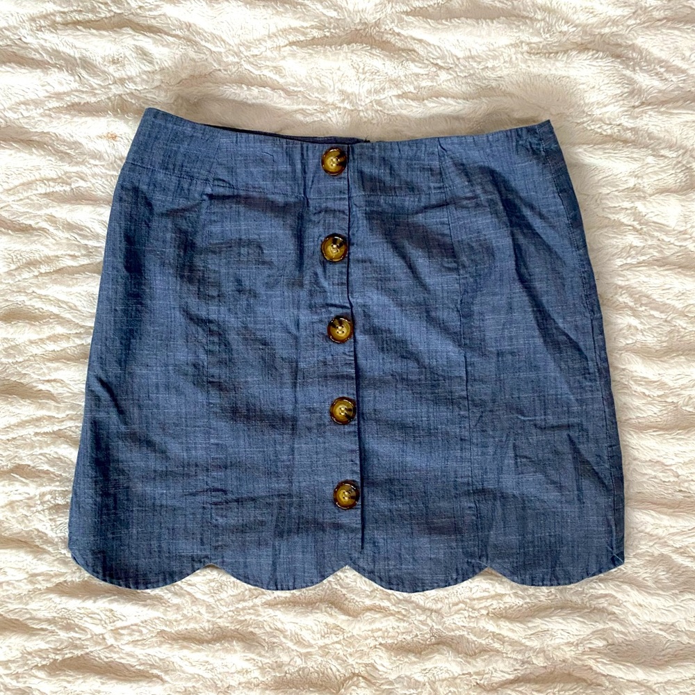 Scallop Trim and Buttoned Skirt